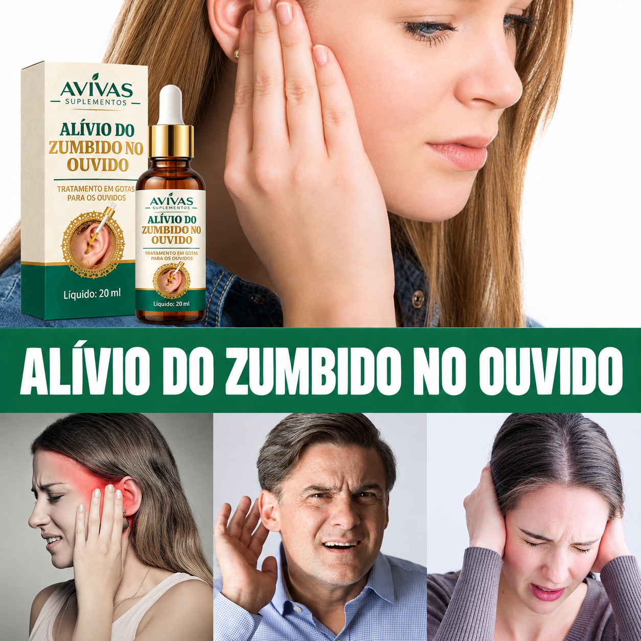 Pessoas convivendo com o desconforto do zumbido no ouvido